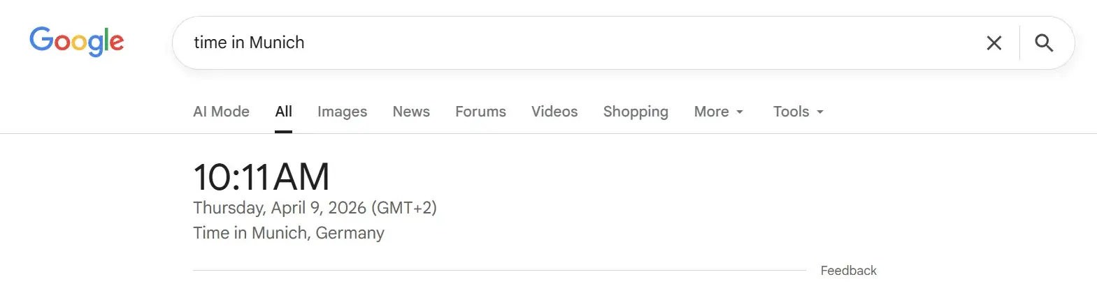 time in Munich 指令可以直接查询某地时间