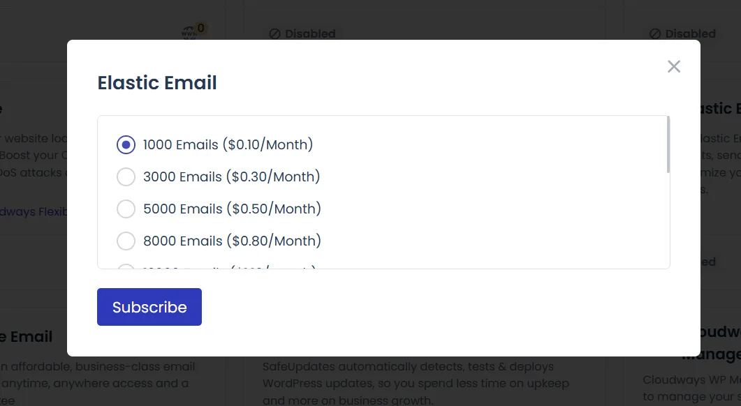 Elastic Email 不同订阅价格,套餐内容不一样