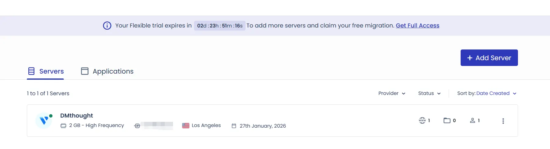 cloudways 会自动帮我们装好WordPress